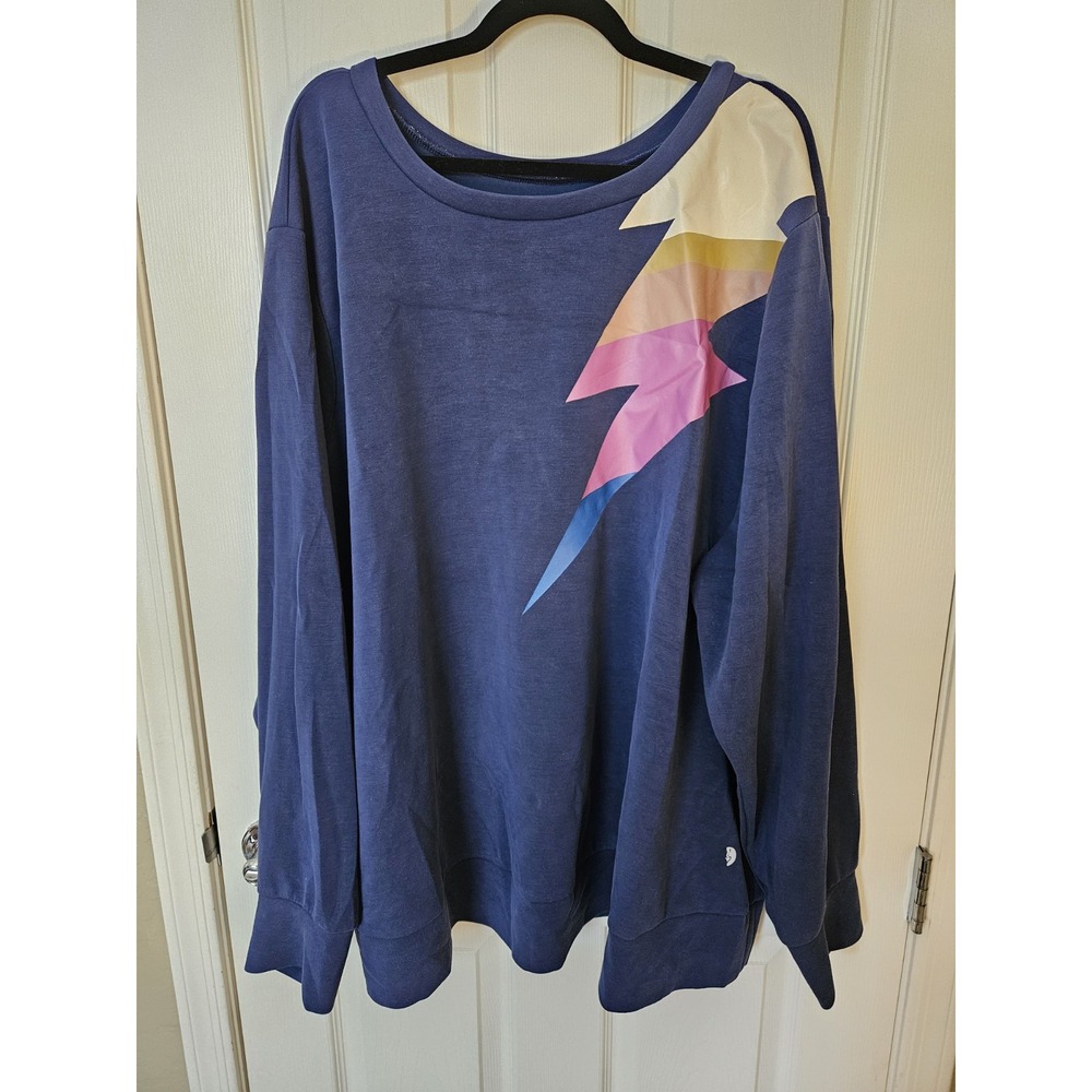Torrid Active Lightning Bolt Navy Long Sleeve Super Soft Sweatshirt, Plus 6X